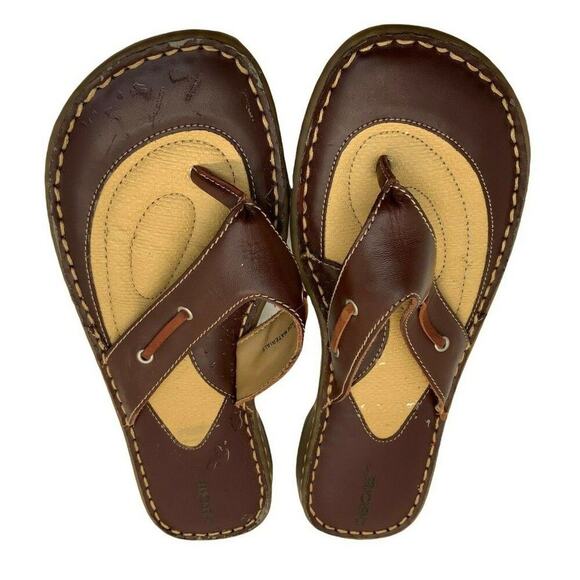 Cherokee Sandals Women's Size 11 Brown Leather Outdoor Flip Flops Casual Slides - Picture 1 of 9